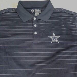 Dallas Cowboys Polo Shirt Mens Size XL Navy Blue White Striped NFL Short Sleeve